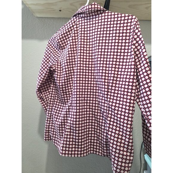 Notations Stretch Red Polka Dot Button Down Blouse Shirt Women's Petite Medium - Picture 4 of 5